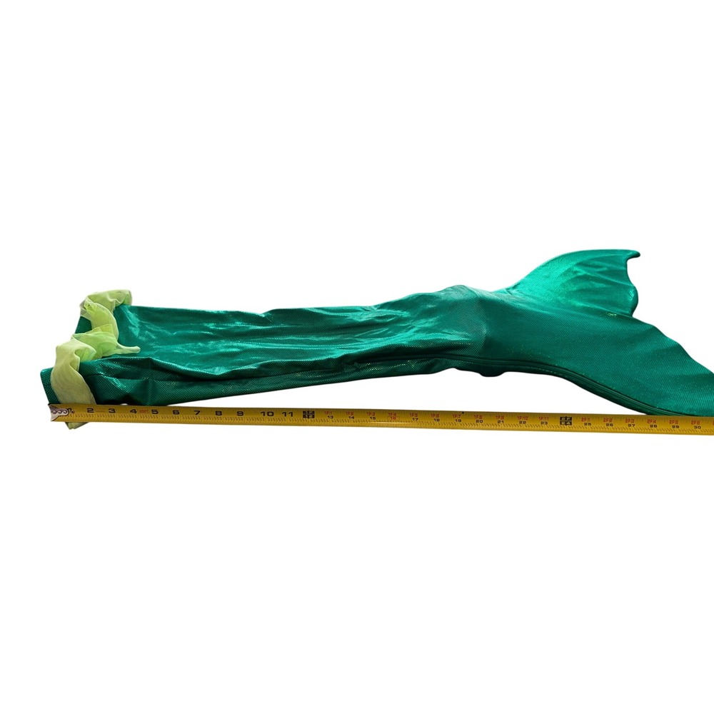 FINIS Mermaid Tail Swim Set Emerald Green Shimmer Fabric and Pink Monofin
